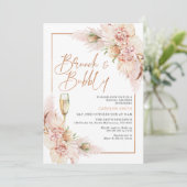 Rose Gold Boho Dry Floral Brautparty Einladung (Stehend Vorderseite)