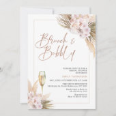 Rose Gold Boho Dry Pampas Brautparty Einladung (Vorderseite)