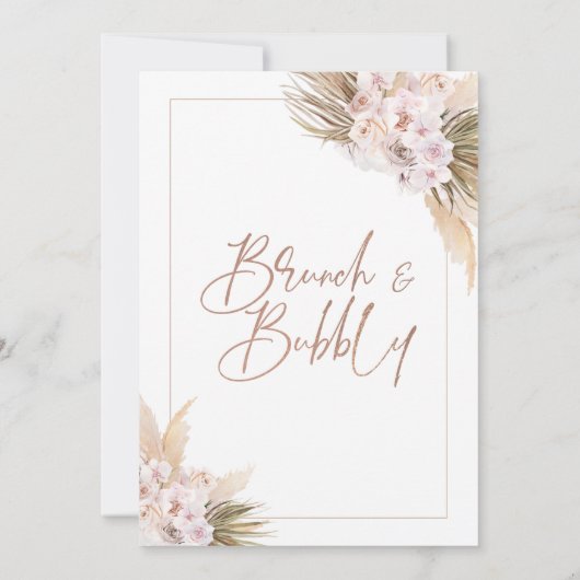 Rose Gold Boho Dry Pampas Brautparty Einladung (Rückseite)