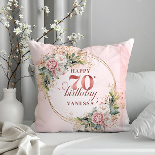Rose Gold Boho Eukalyptus Kissen 70. Geburtstag