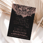 Rose gold boho floral mandala Sweet 16 Party Einladung<br><div class="desc">Eine moderne,  einfache Imitate Rose gold boho blühende Hand gezeichnet mandala 16 . Geburtstag Geburtstagsparty Einladung auf einem vollständig anpassbaren eleganten schwarzen Hintergrund. Ideal für schicke,  elegante böhmische Geburtstagsparty</div>