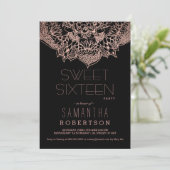 Rose gold boho floral mandala Sweet 16 Party Einladung (Stehend Vorderseite)
