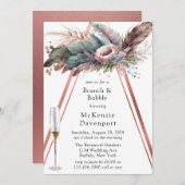 Rose Gold Boho Floral Triangle Brunch & Bubbly Einladung (Vorne/Hinten)