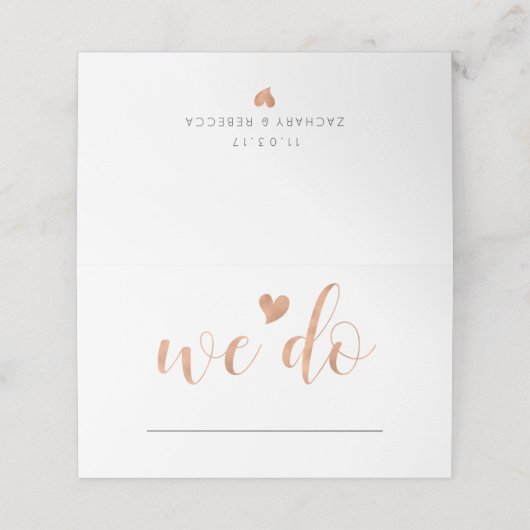 Rose Gold Boho Hochzeiten Platzkarten (Außenseite Aufgefaltet)