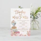 Rose Gold Boho Reisen Miss an Mrs. Brautparty Einladung (Stehend Vorderseite)