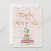 Rose Gold Boho Reisen Miss an Mrs. Brautparty Einladung (Rückseite)
