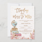 Rose Gold Boho Reisen Miss an Mrs. Brautparty Einladung (Vorderseite)