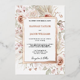 Rose Gold Boho Rustic Floral Wedding Folieneinladung