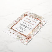 Rose Gold Boho Rustic Floral Wedding Folieneinladung (Gedreht)