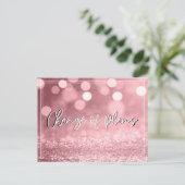 Rose Gold Bokeh Änderung von Plänen Hochzeitsaktua Postkarte (Stehend Vorderseite)