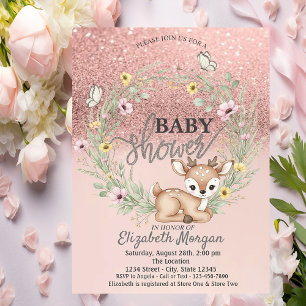 Rose Gold Bokeh,Baby Reh Blumen Baby Shower Einladung