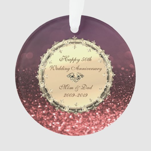 Rose Gold Bokeh, Diamanten 50. Hochzeitstag Ornament (Vorderseite)