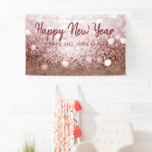 Rose Gold Bokeh Frohes Neues Jahr Party Banner (Insitu)