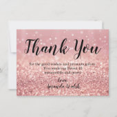 Rose Gold Bokeh Lights Sweet 16 Danke Notiz Einladung (Vorderseite)