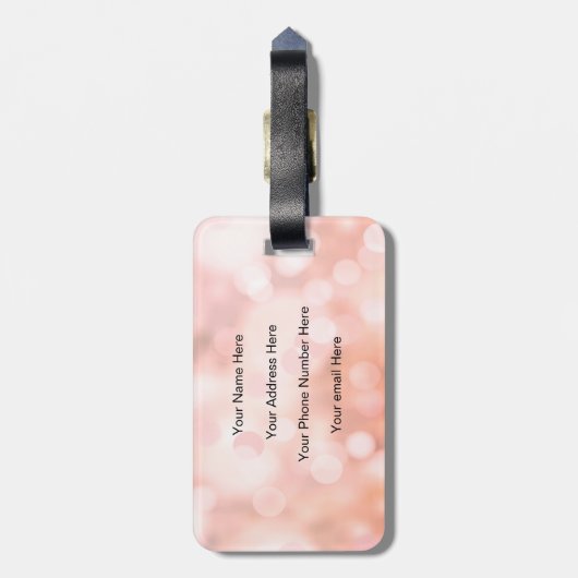 Rose Gold Bokeh Monogramm Name Erstmalige Girly Ch Gepäckanhänger (Rückseite vertikal)
