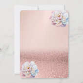Rose Gold Bokeh, Swan Floral Baby Dusche Einladung (Rückseite)