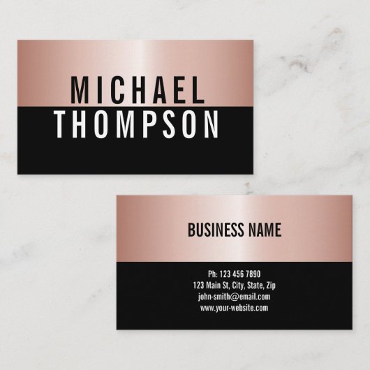 ROSE GOLD BOLD Elegant Moderne, einfache Beruflich Visitenkarte (Vorne/Hinten)