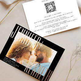 ROSE GOLD BOLD NAMES FOTO QR CODE SAVE THE DATE FOLIENEINLADUNG