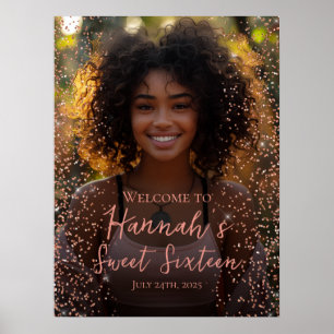 Rose Gold Bonbon 16 Foto Willkommensschild Poster