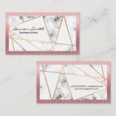 Rose Gold Border Abstrakt Metallic Lines | Marmor Visitenkarte (Vorne/Hinten)