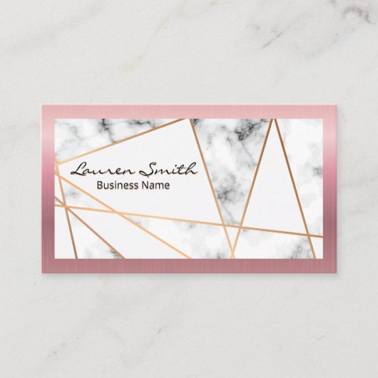 Rose Gold Border Abstrakt Metallic Lines | Marmor Visitenkarte (Vorderseite)