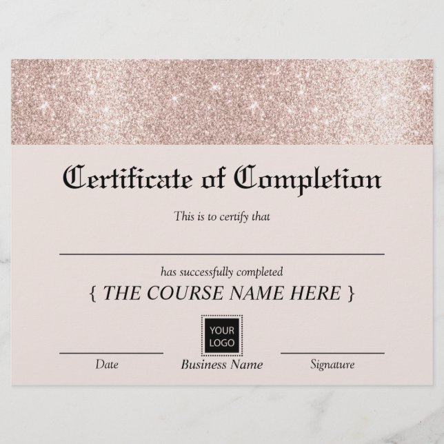 Rose Gold Border Certificate of Completion Award (Vorderseite)