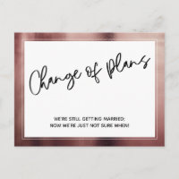 Rose Gold Border Change Plan Zurückgestellt Hochze