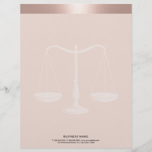 Rose Gold Border Lawyer Scale Anwältin für Recht Briefbogen