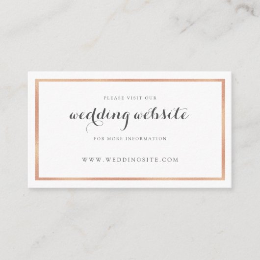 Rose Gold Border Modern Wedding Website Card Begleitkarte (Vorderseite)