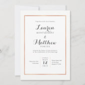 Rose Gold Border Moderne Hochzeit Einladung (Vorderseite)