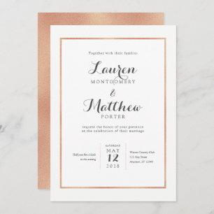Rose Gold Border Moderne Hochzeit Einladung