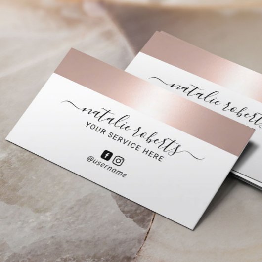 Rose Gold Border Moderne Typografie Minimalistisch Visitenkarte