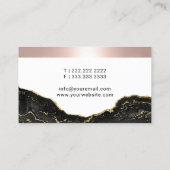 Rose Gold Border Modernes Black & Gold Marmor Visitenkarte (Rückseite)
