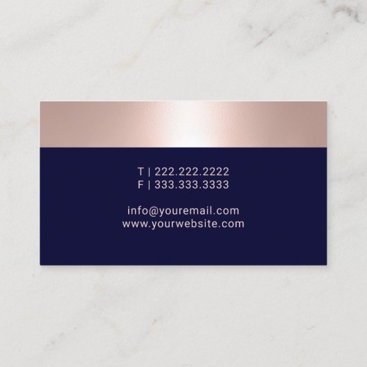 Rose Gold Border Navy Blue Modern Salon Wellness-C Visitenkarte (Rückseite)