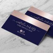 Rose Gold Border Navy Blue Modern Salon Wellness-C Visitenkarte