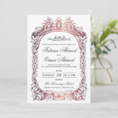 Rose Gold Border White Islamic Muslim Hochzeit Einladung (Stehend Vorderseite)