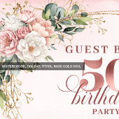 Rose Gold Botanical Blush 50th Birthday Party  Serviette