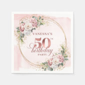 Rose Gold Botanical Blush 50th Birthday Party Serviette (Vorderseite)