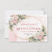 Rose Gold Botanical Boho Thank You Card for Quince Dankeskarte (Vorderseite)