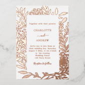 Rose gold botanical luxury wedding folieneinladung (Vorderseite)