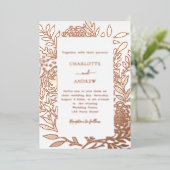 Rose gold botanical luxury wedding folieneinladung (Stehend vorne)