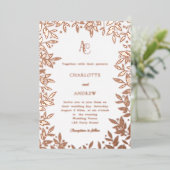 Rose gold botanical monogram luxury wedding folieneinladung (Stehend vorne)