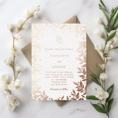 Rose gold botanical monogram luxury wedding folieneinladung