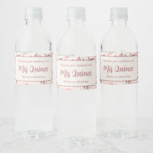 Rose Gold Botanicals Ivory Quinceañera Wasserflaschenetikett