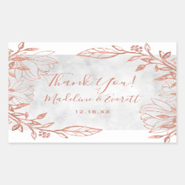 Rose Gold Botanische Blütengraue Hochzeit Vielen D Rechteckiger Aufkleber