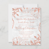 Rose Gold Botanische Blütenhochzeit Magneteinladung (Vorderseite)