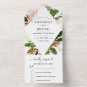 Rose Gold Botanische Grünpflanzen Hochzeit RSVP All In One Einladung (Innen Boden)