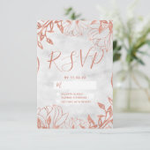 Rose Gold Botanischer Blumenstrauß Hochzeit RSVP Karte (Stehend Vorderseite)