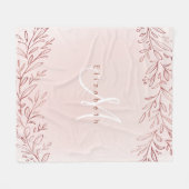 Rose Gold botanischer personalisierter Name und Mo Fleecedecke (Vorderseite (Horizontal))