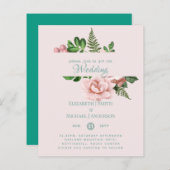 Rose Gold Botanisches Blumenbudget Einladungen (Vorne/Hinten)